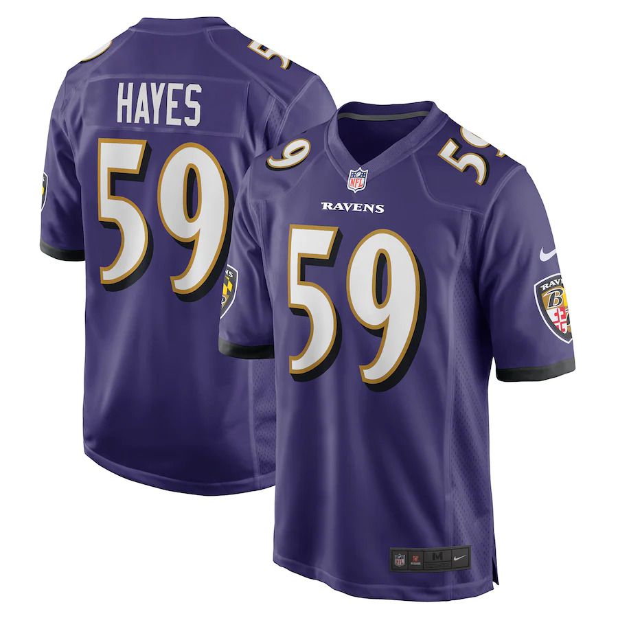 Men Baltimore Ravens 59 Daelin Hayes Nike Purple Game NFL Jersey
